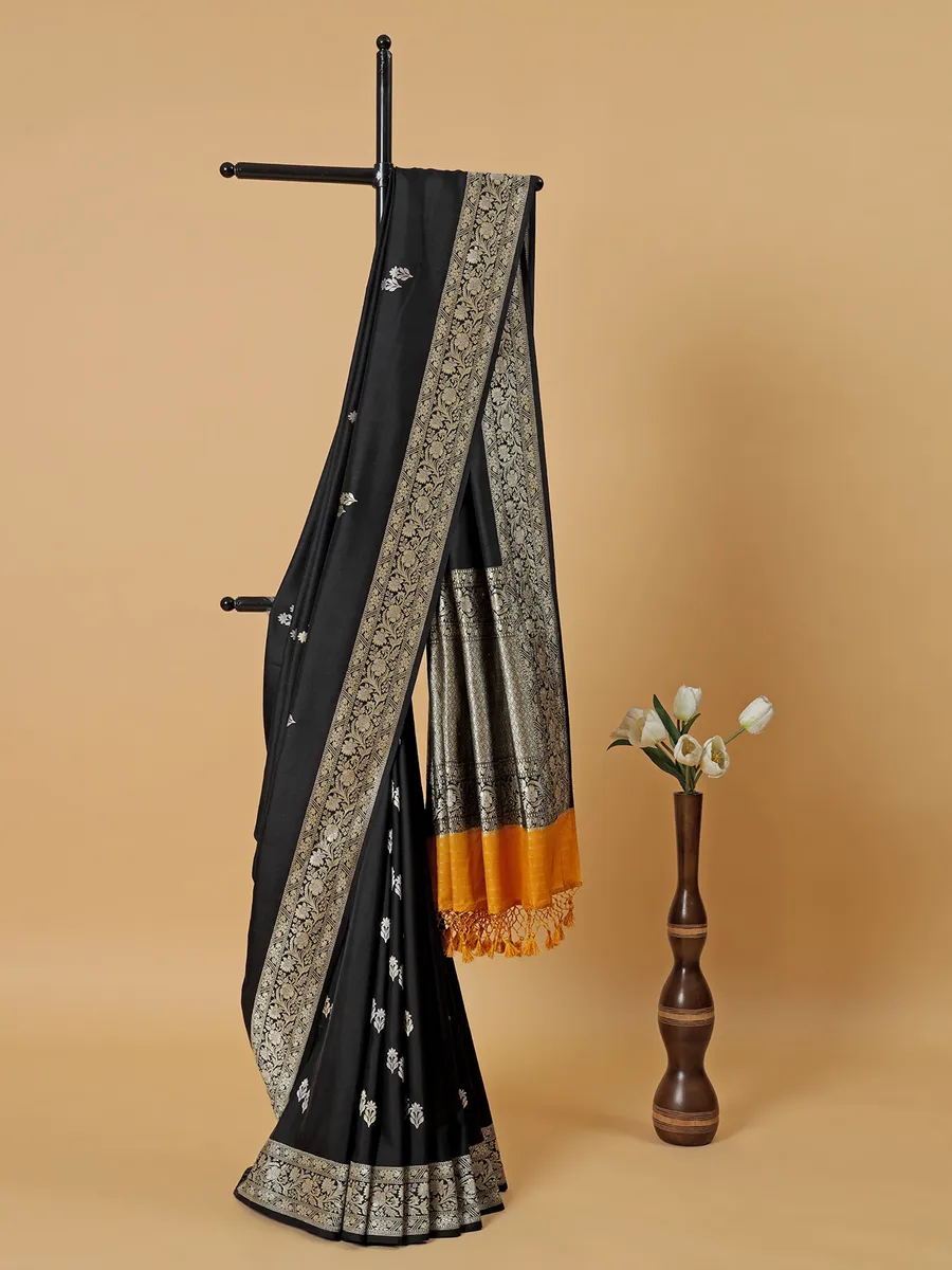 Trendy black banarasi silk saree