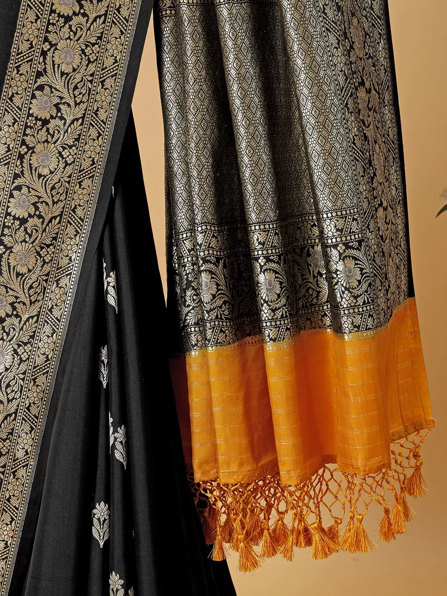 Trendy black banarasi silk saree