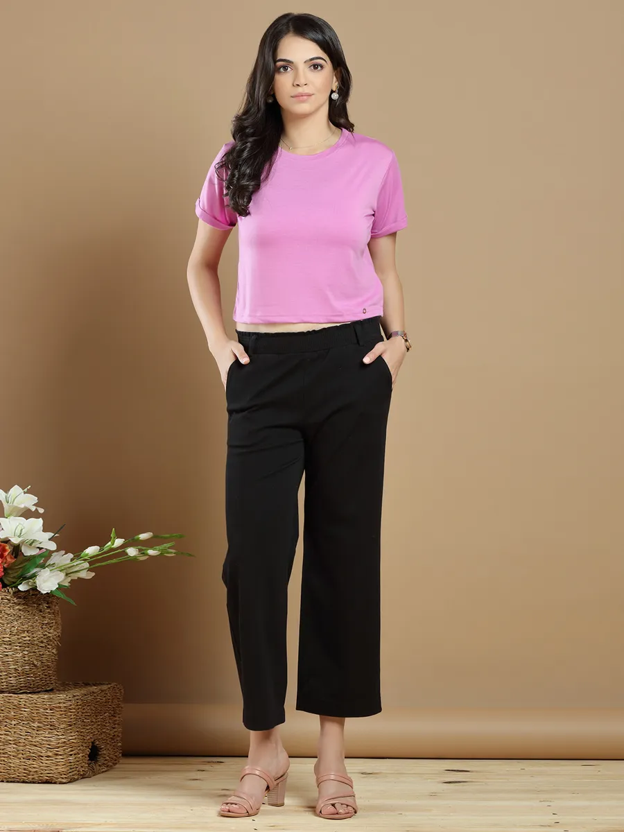 Cotton casual wear palazzo pant in black