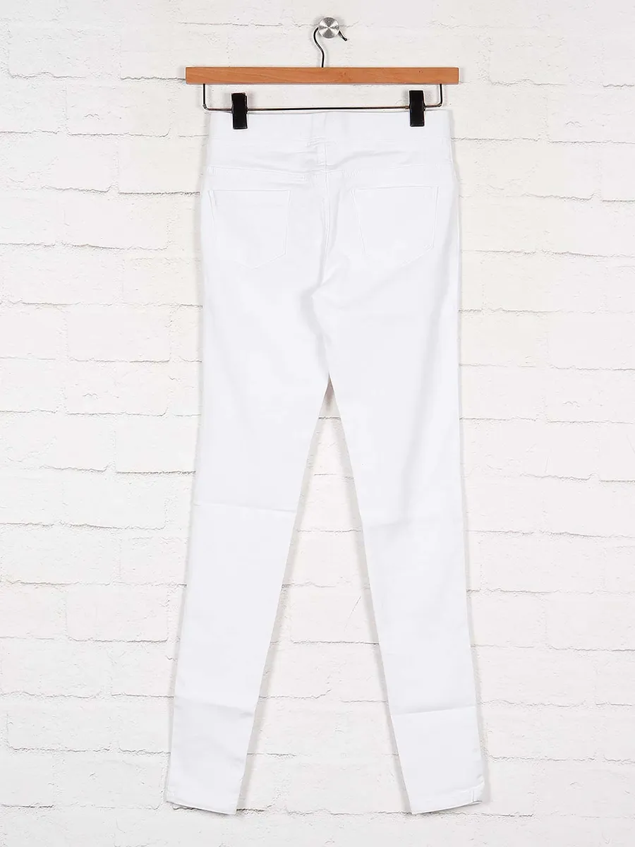 White denim casual wear jeggings