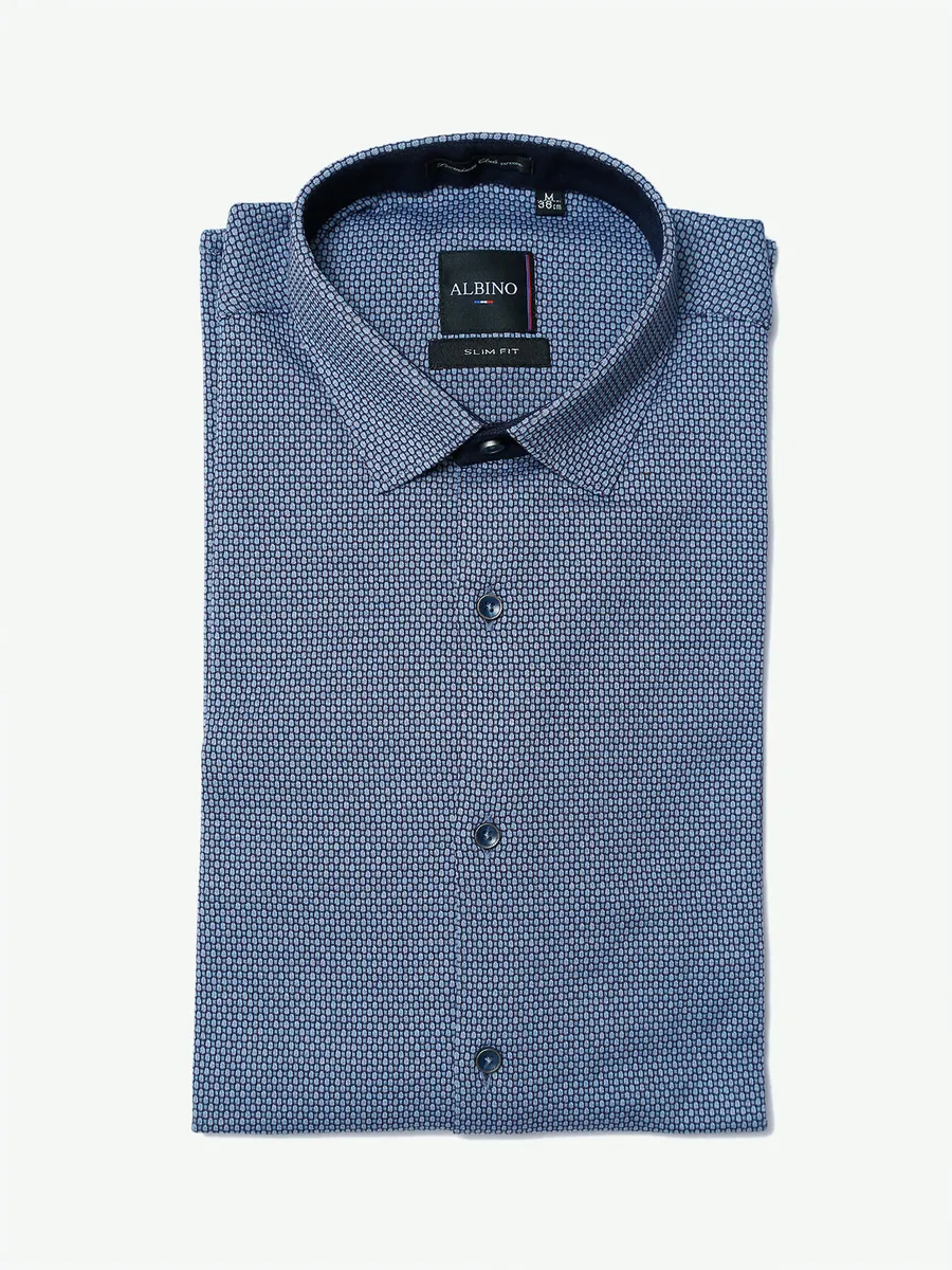 Albino blue cotton printed shirt