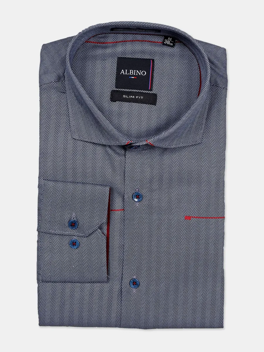 Albino grey cotton formal shirt with stripe pattern