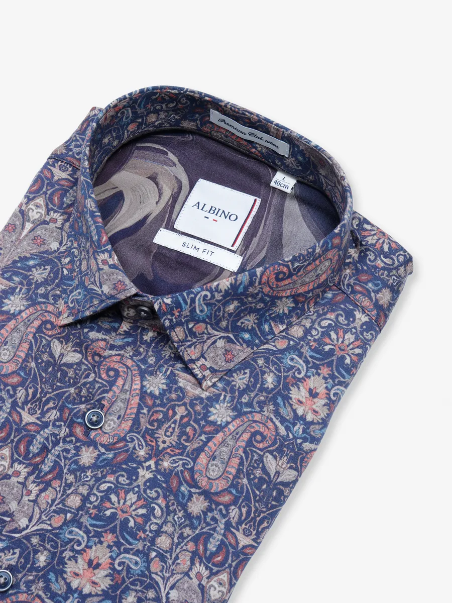 Albino navy cotton printed shirt