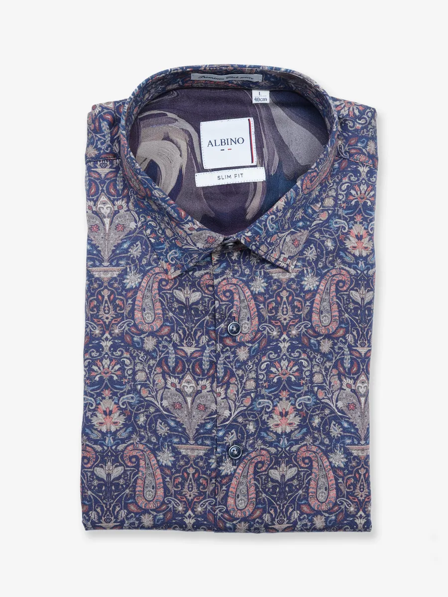 Albino navy cotton printed shirt