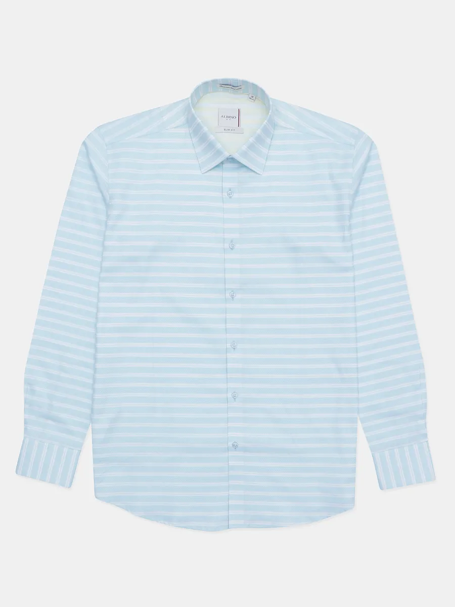 Albino striped sky blue shade casual fit shirt