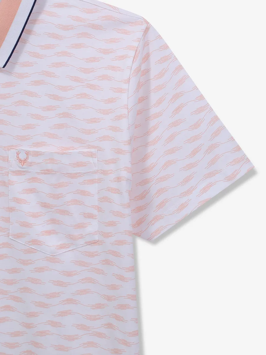 ALLEN SOLLY peach printed cotton t-shirt