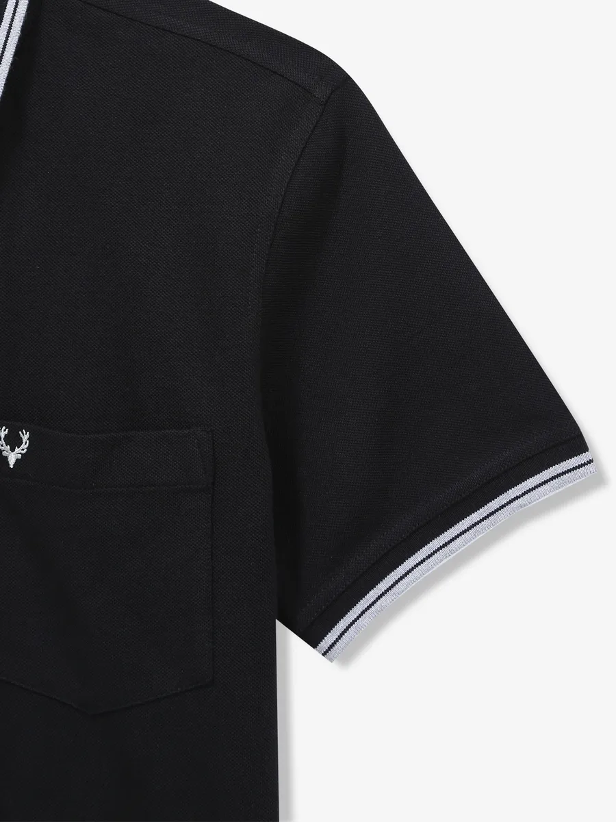 ALLEN SOLLY plain black cotton polo t-shirt