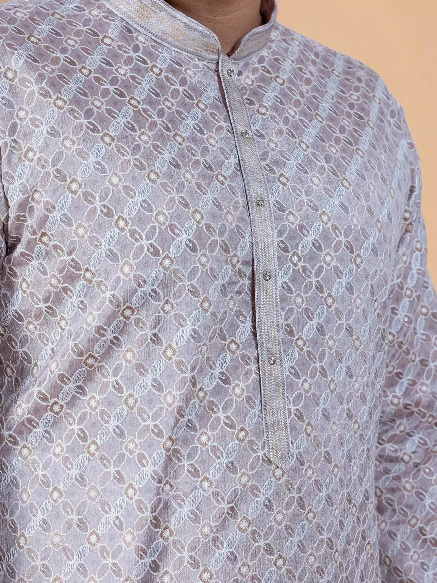 Amazing grey silk kurta suit