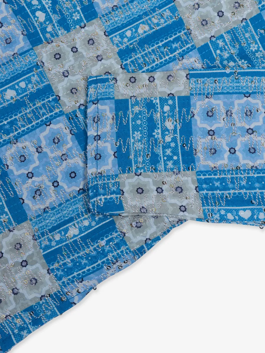 Amazing printed cotton kurta suit in blue