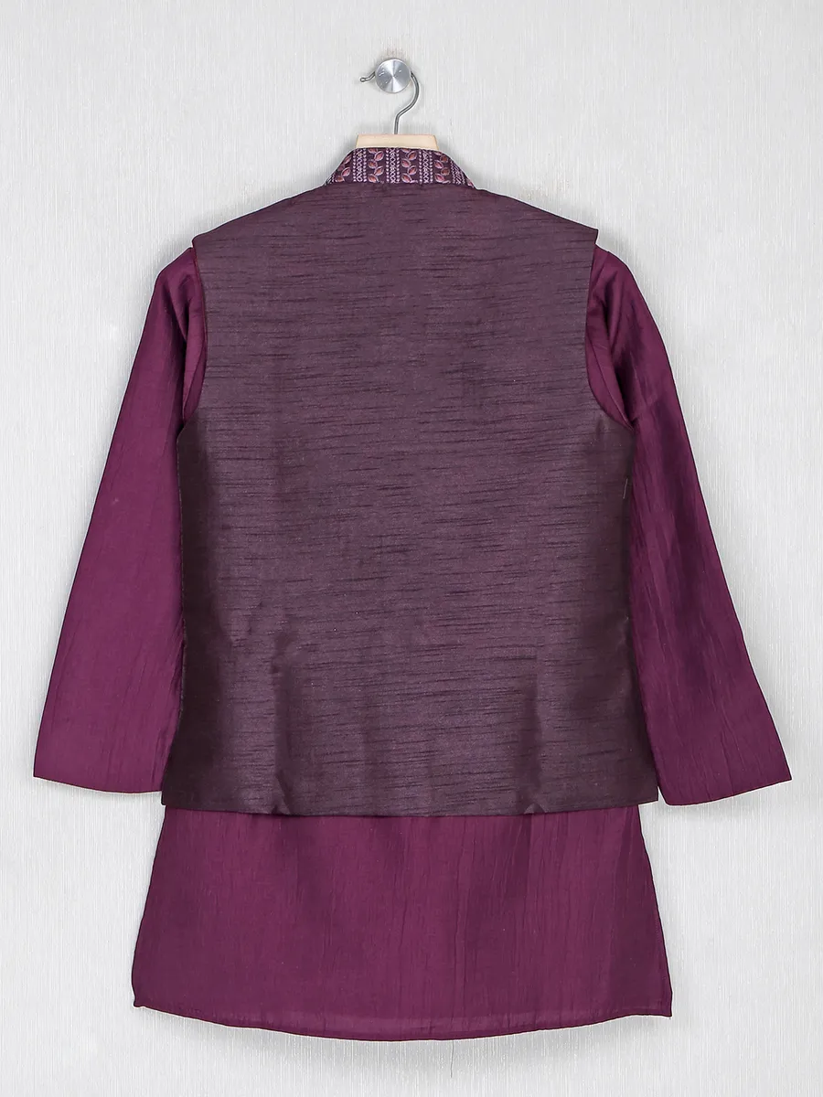 Amazing purple cotton silk waistcoat set for wedding