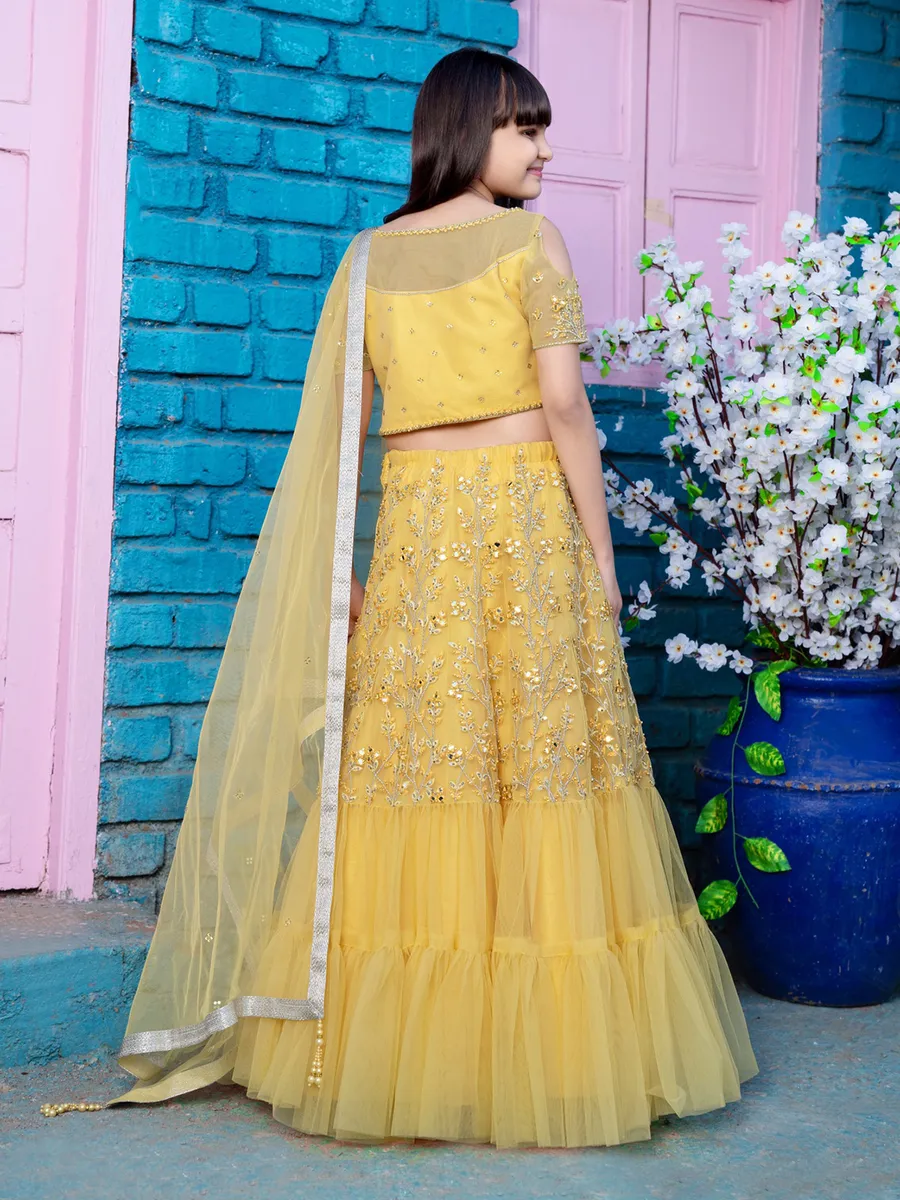 Amazing yellow color georgette lehenga choli