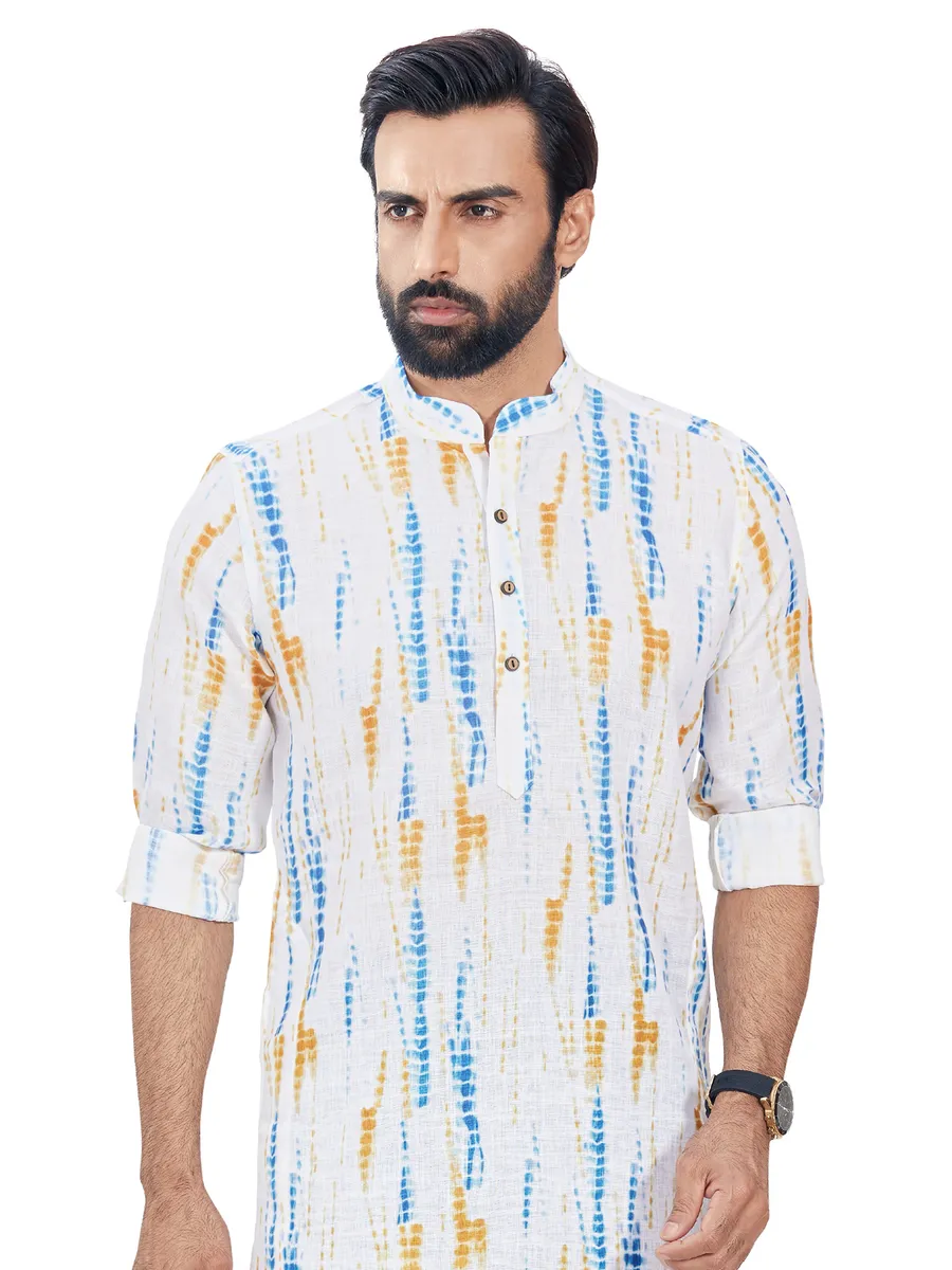 Aqua and white cotton  Men Kurta pajama for festive