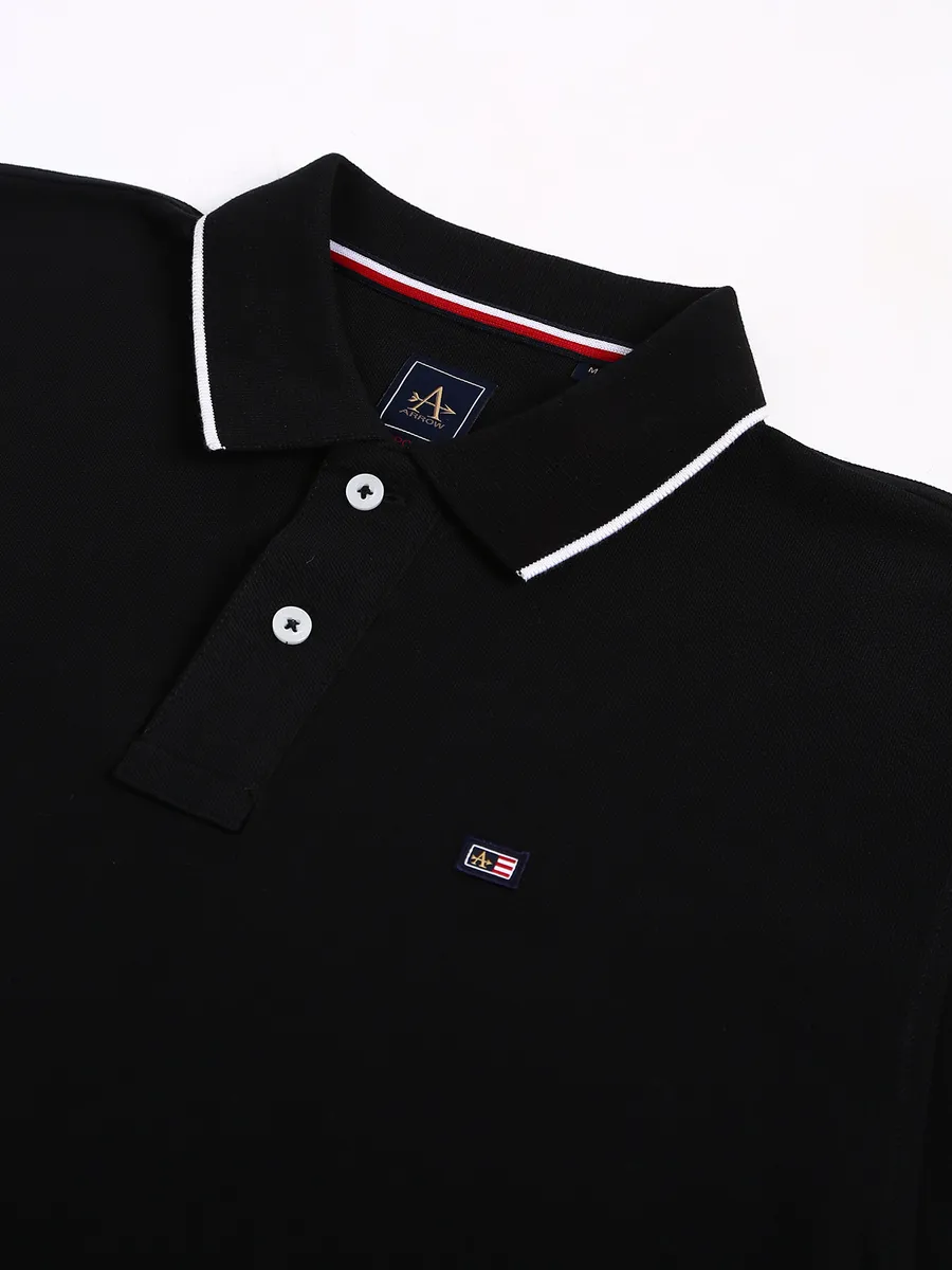 Arrow black cotton polo t shirt