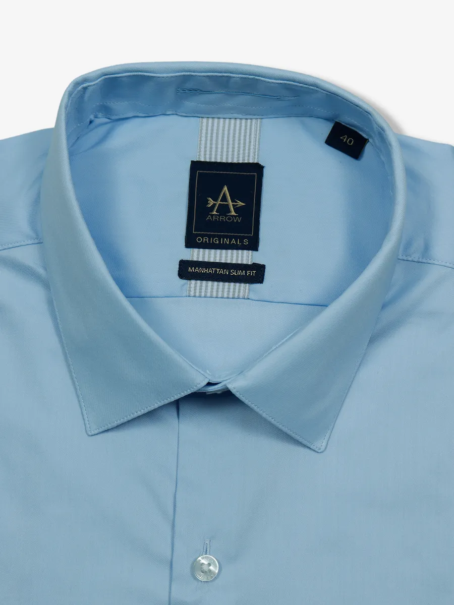 Arrow light blue plain manhattan fit shirt