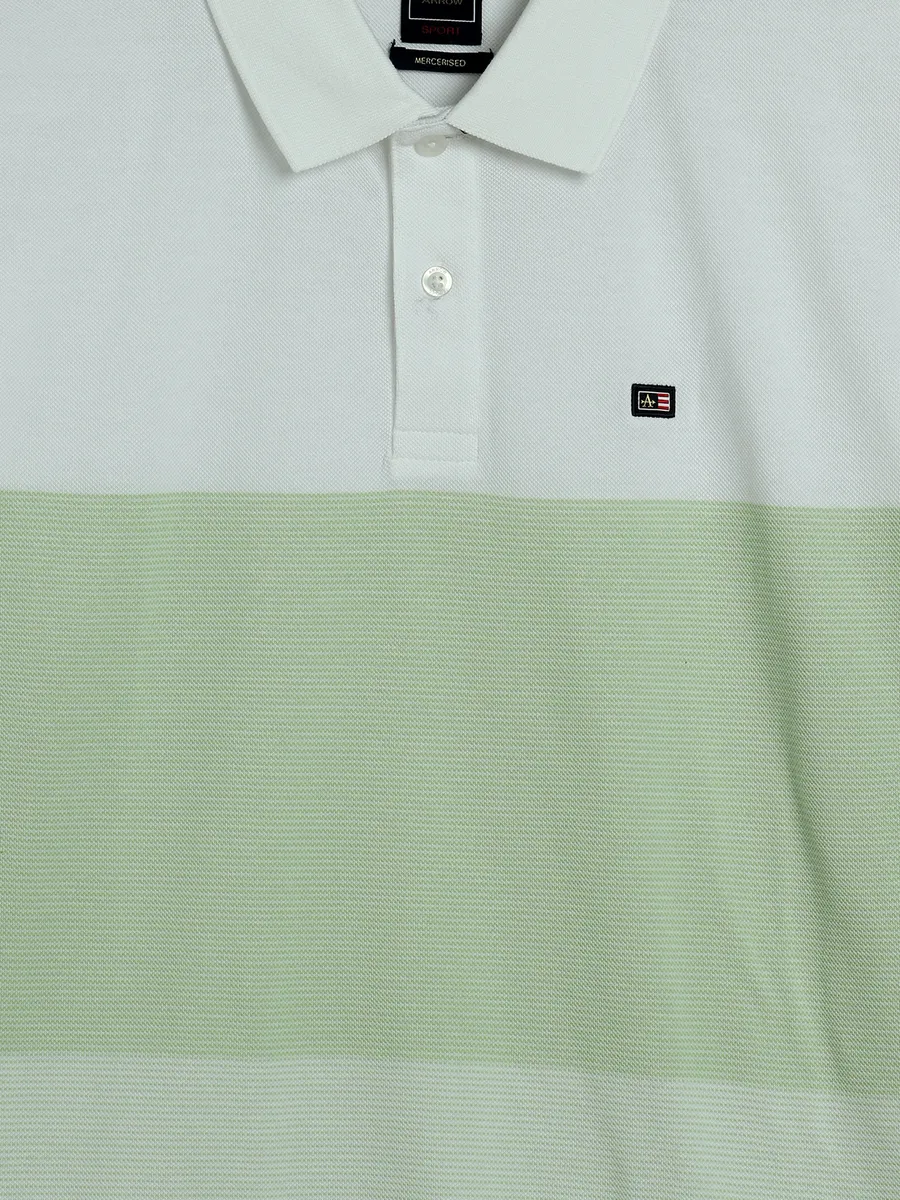 ARROW light green color block stripe t-shirt