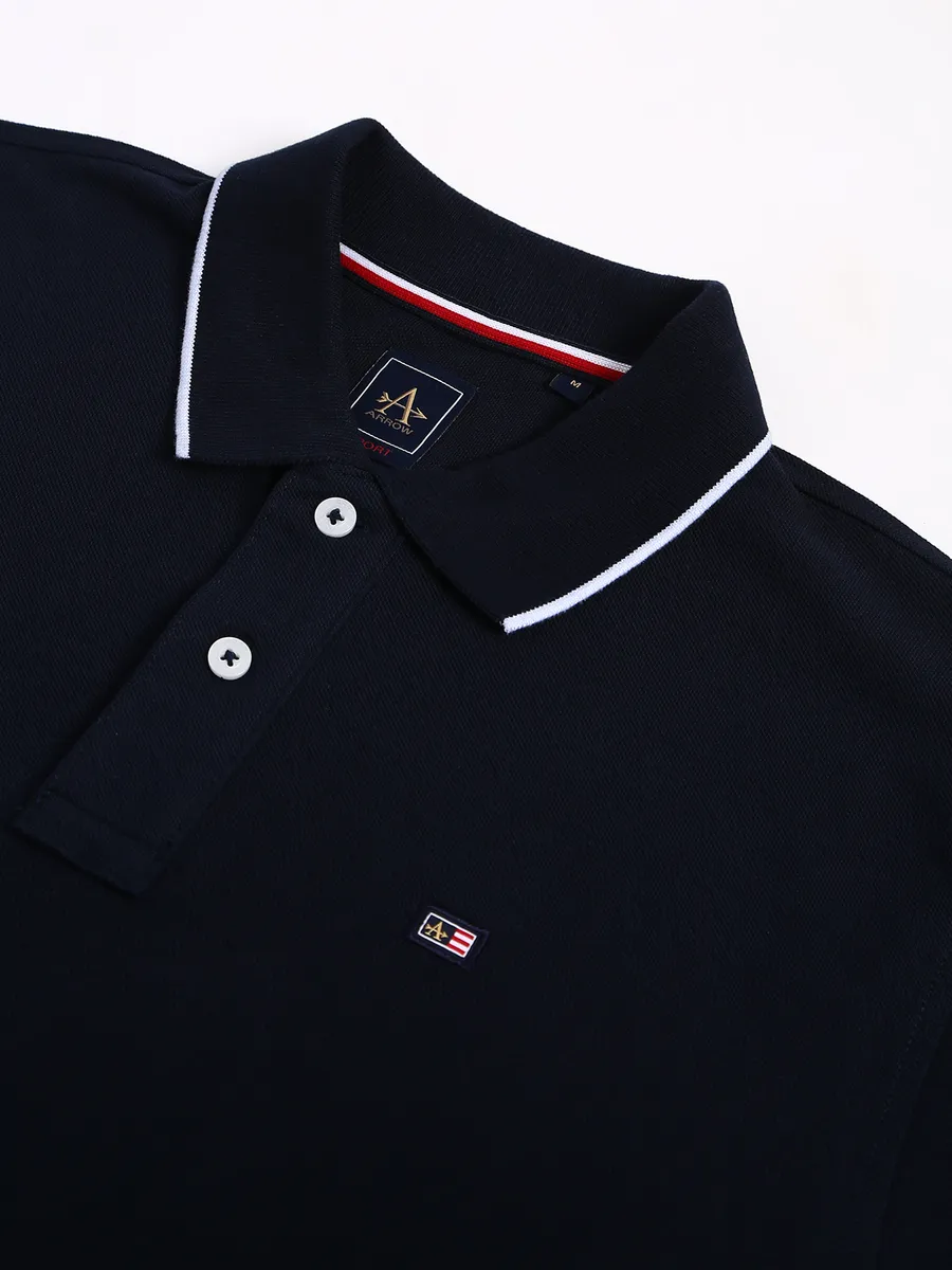 Arrow navy plain polo t shirt