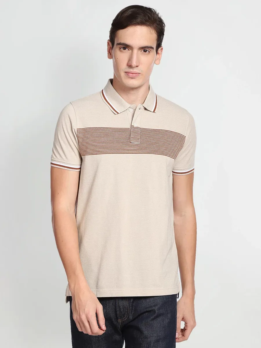 Arrow slim fit cotton t shirt in beige