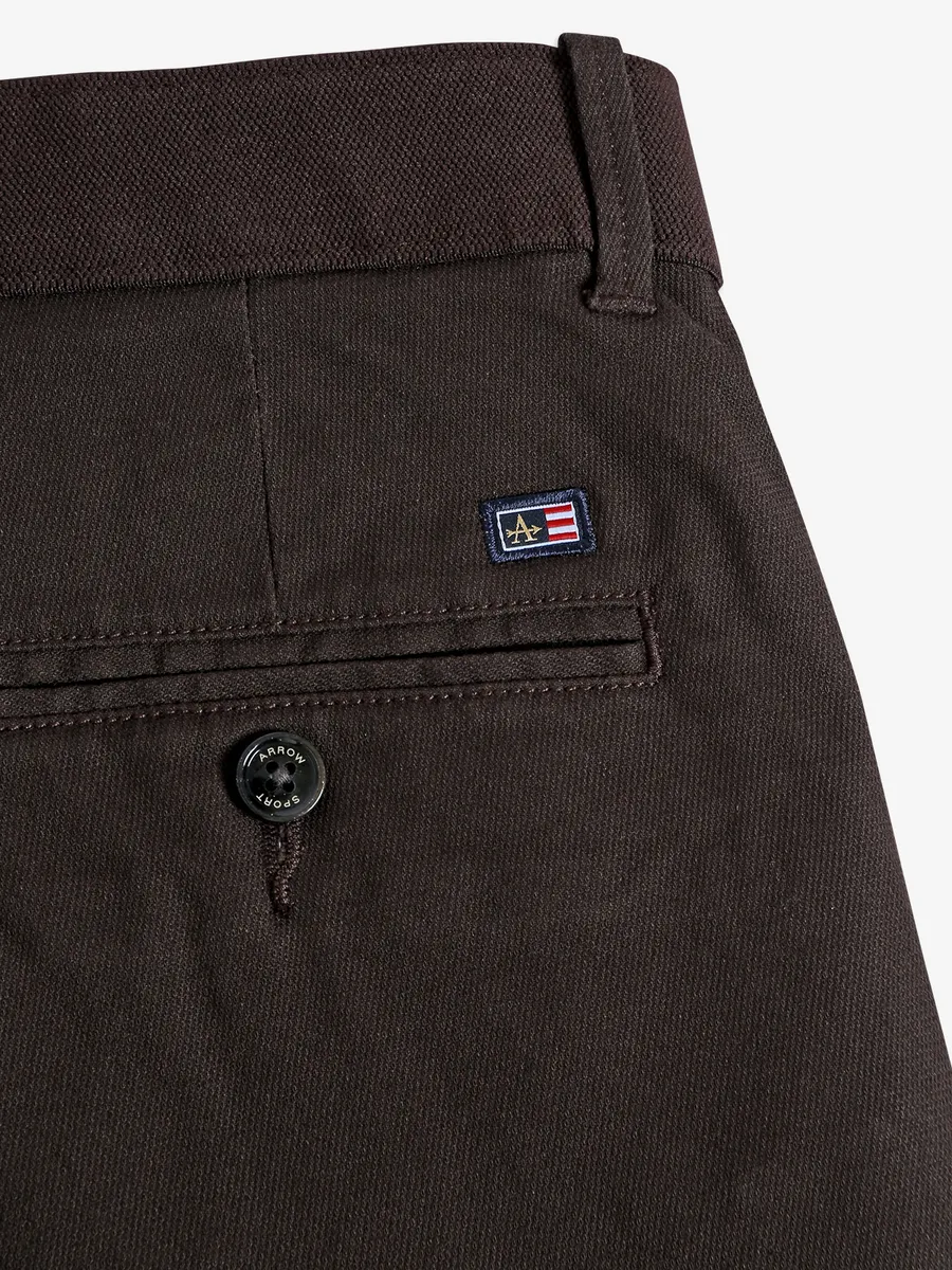 Arrow solid brown cotton trouser