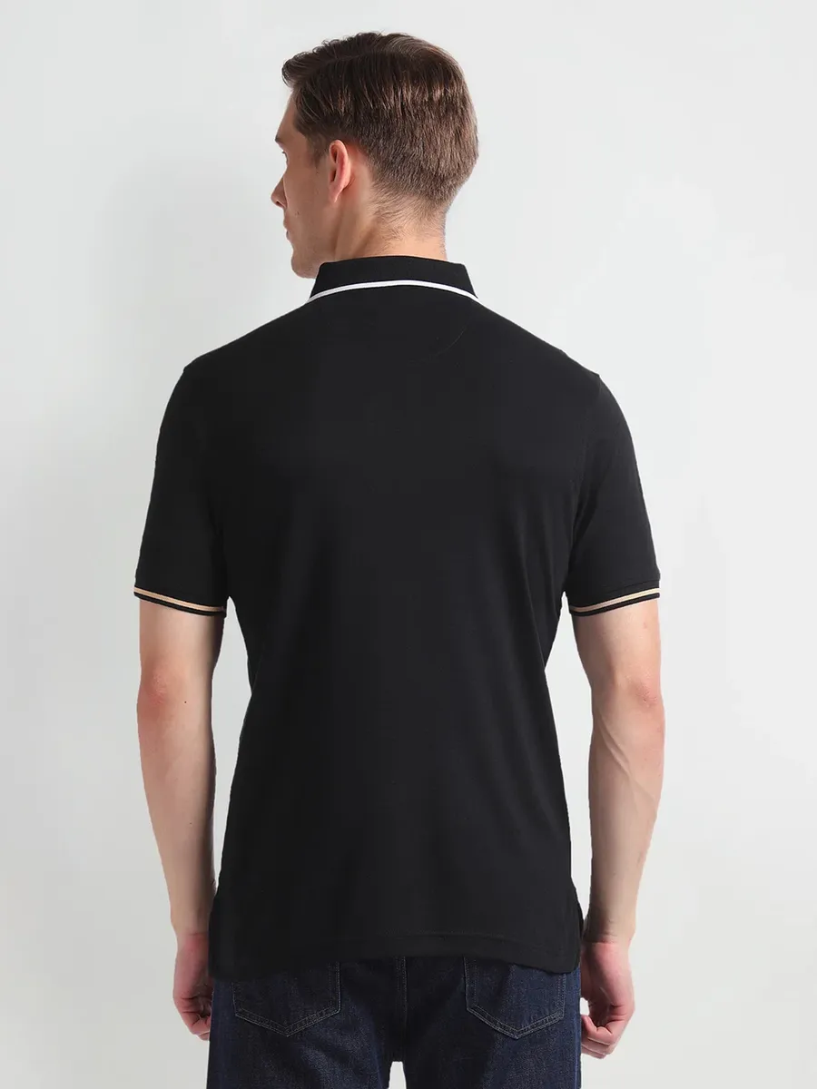 ARROW SPORT black plain cotton t-shirt