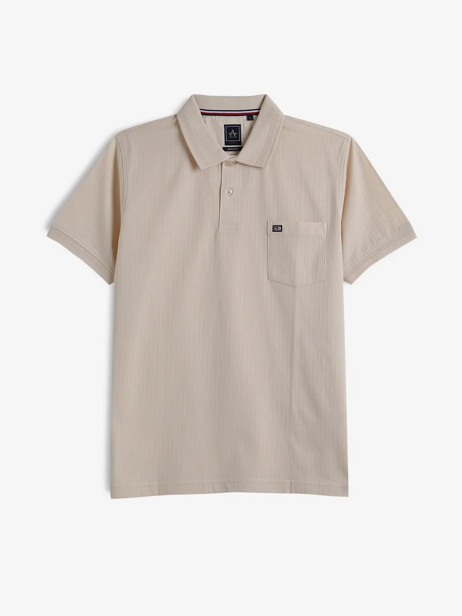 ARROW SPORT cream plain cotton polo t-shirt