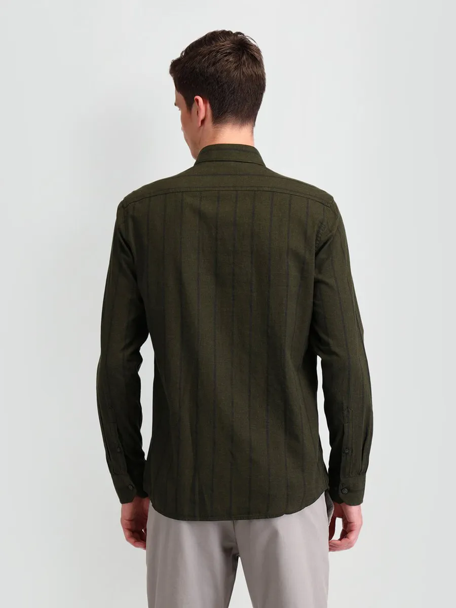 ARROW SPORT olive stripe shirt for men