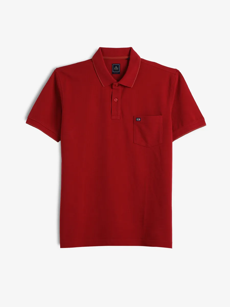 ARROW SPORT plain red cotton polo t-shirt