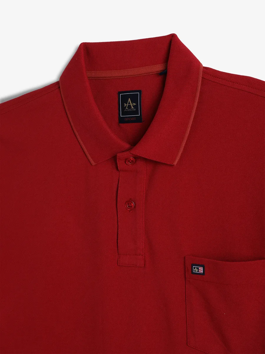 ARROW SPORT plain red cotton polo t-shirt