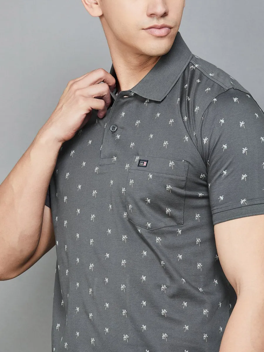 ARROW SPORT printed grey polo t-shirt