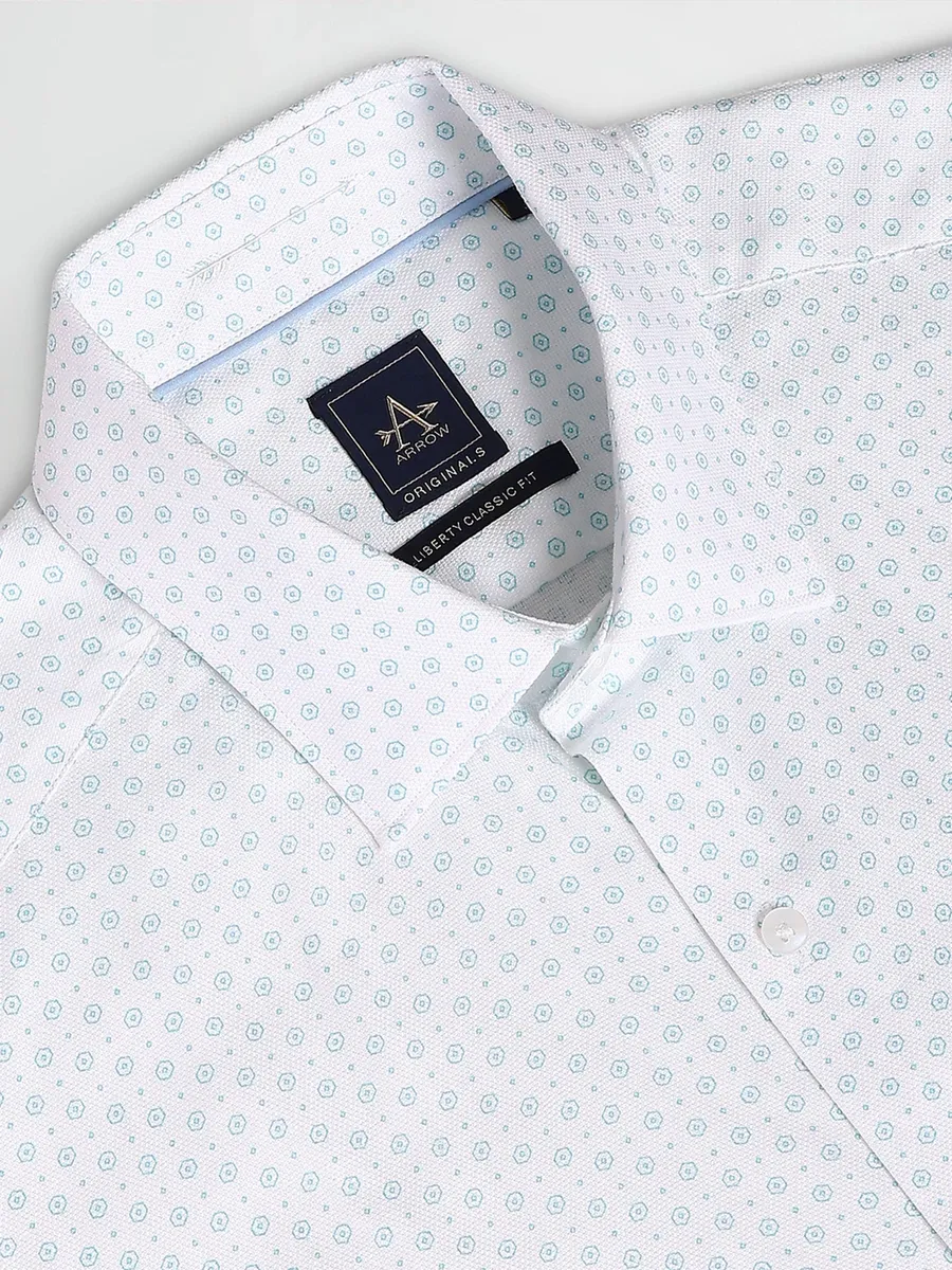 Arrow white and blue printed cotton shirt