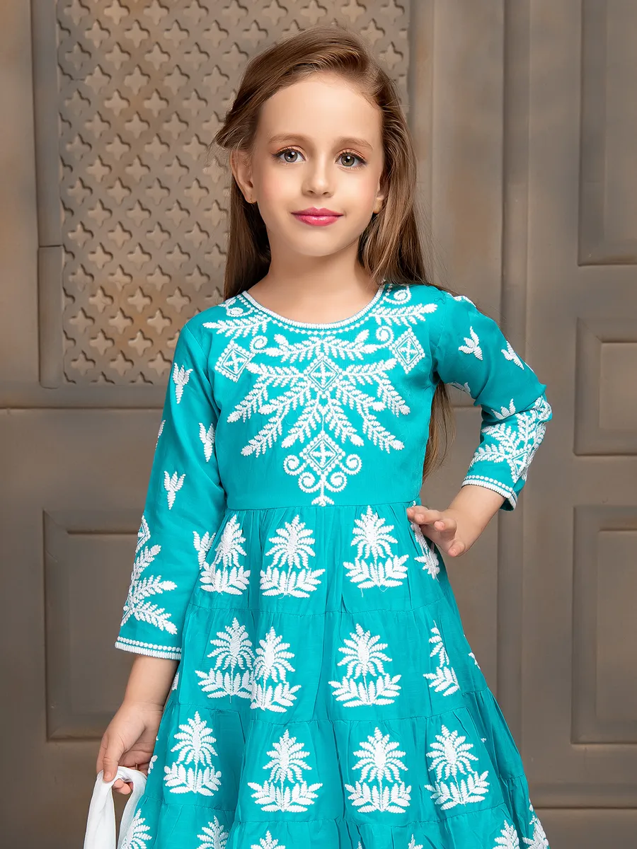 Attractive aqua cotton salwar suit