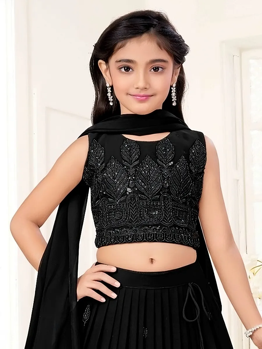 Attractive black silk lehenga choli for girls