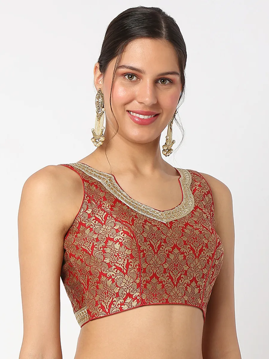 Attractive brocade red blouse