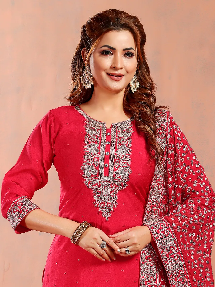 Light Pink satin silk salwar suit main image 0