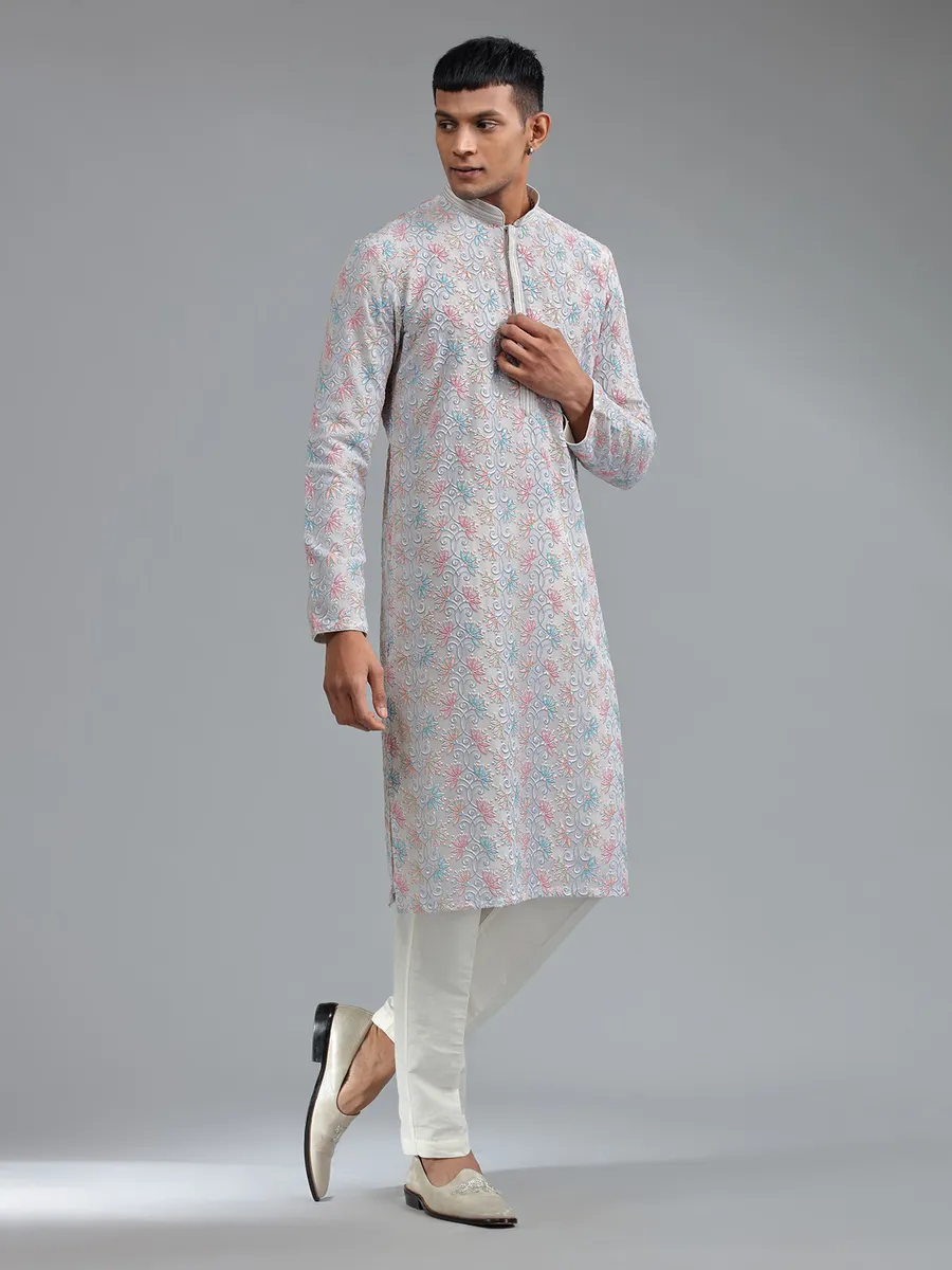 Attractive light purple silk kurta suit
