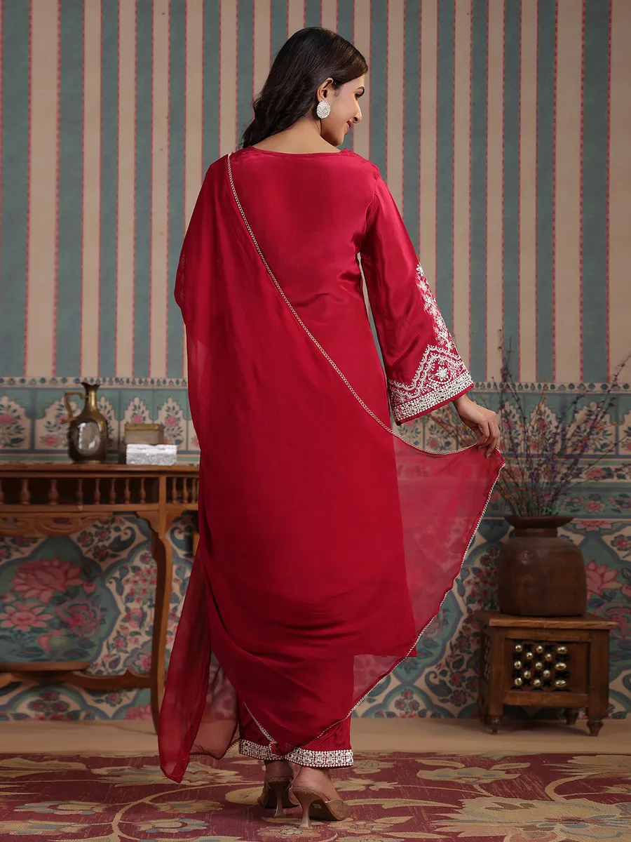 Attractive maroon silk kurti set