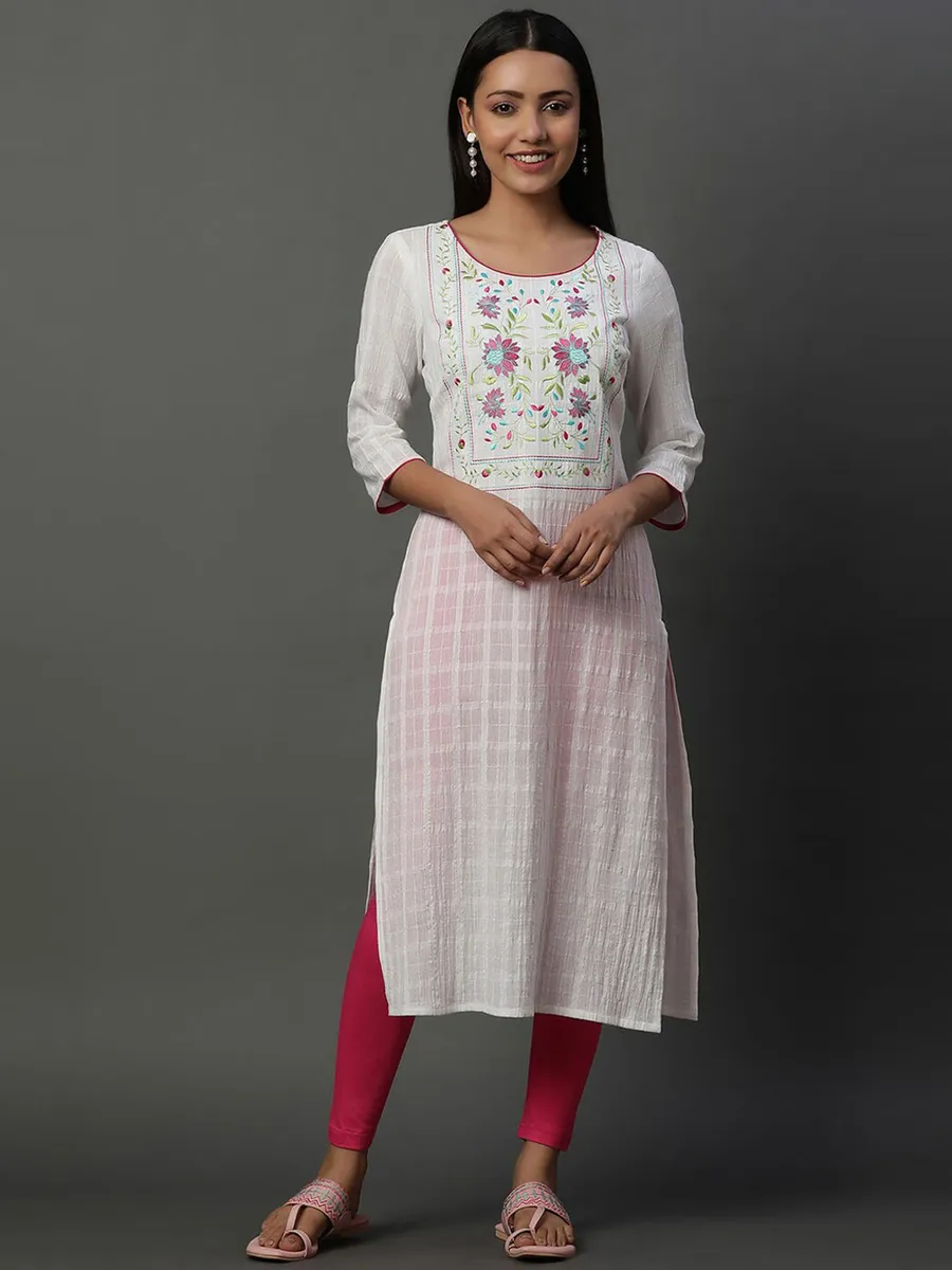 Aurelia cotton white straight kurti