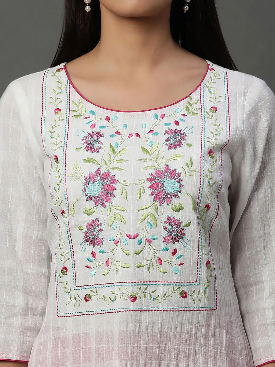 Aurelia cotton white straight kurti