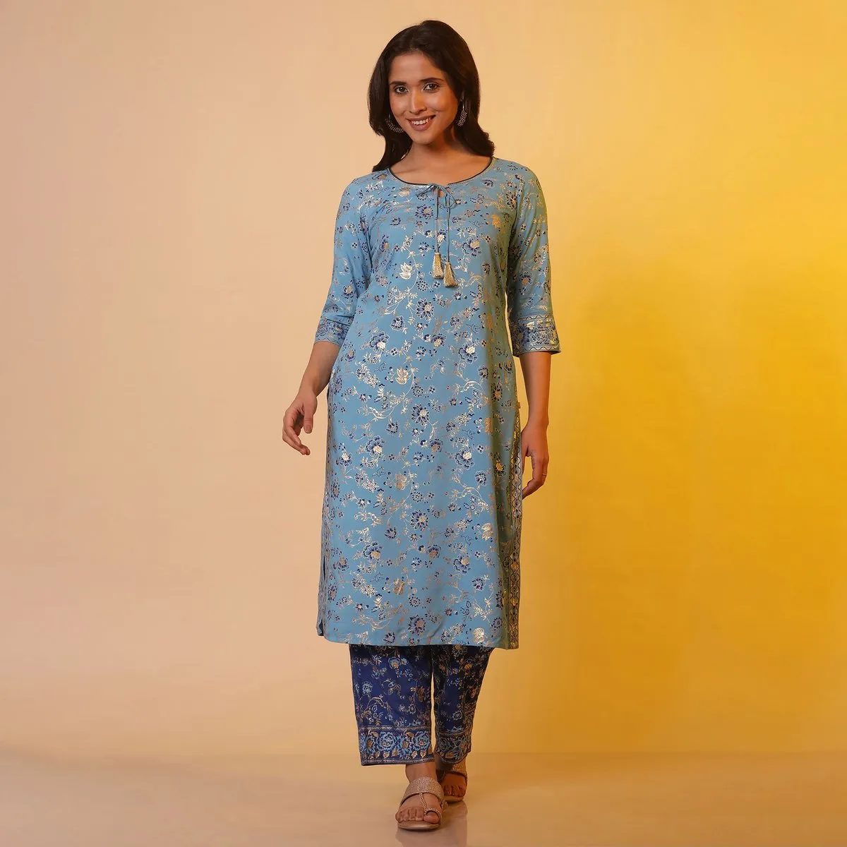 AURELIA Latest blue silk casual wear kurti