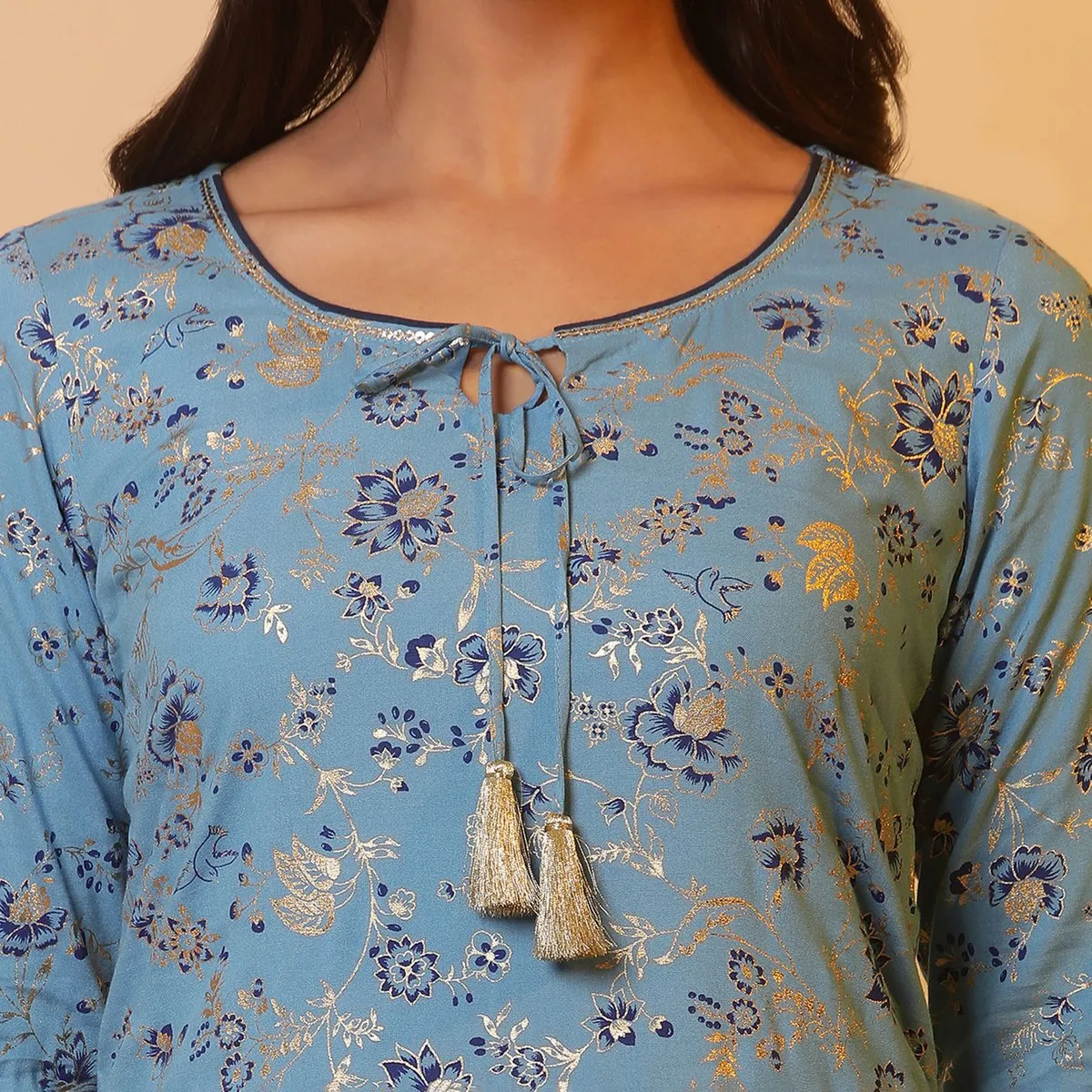 AURELIA Latest blue silk casual wear kurti