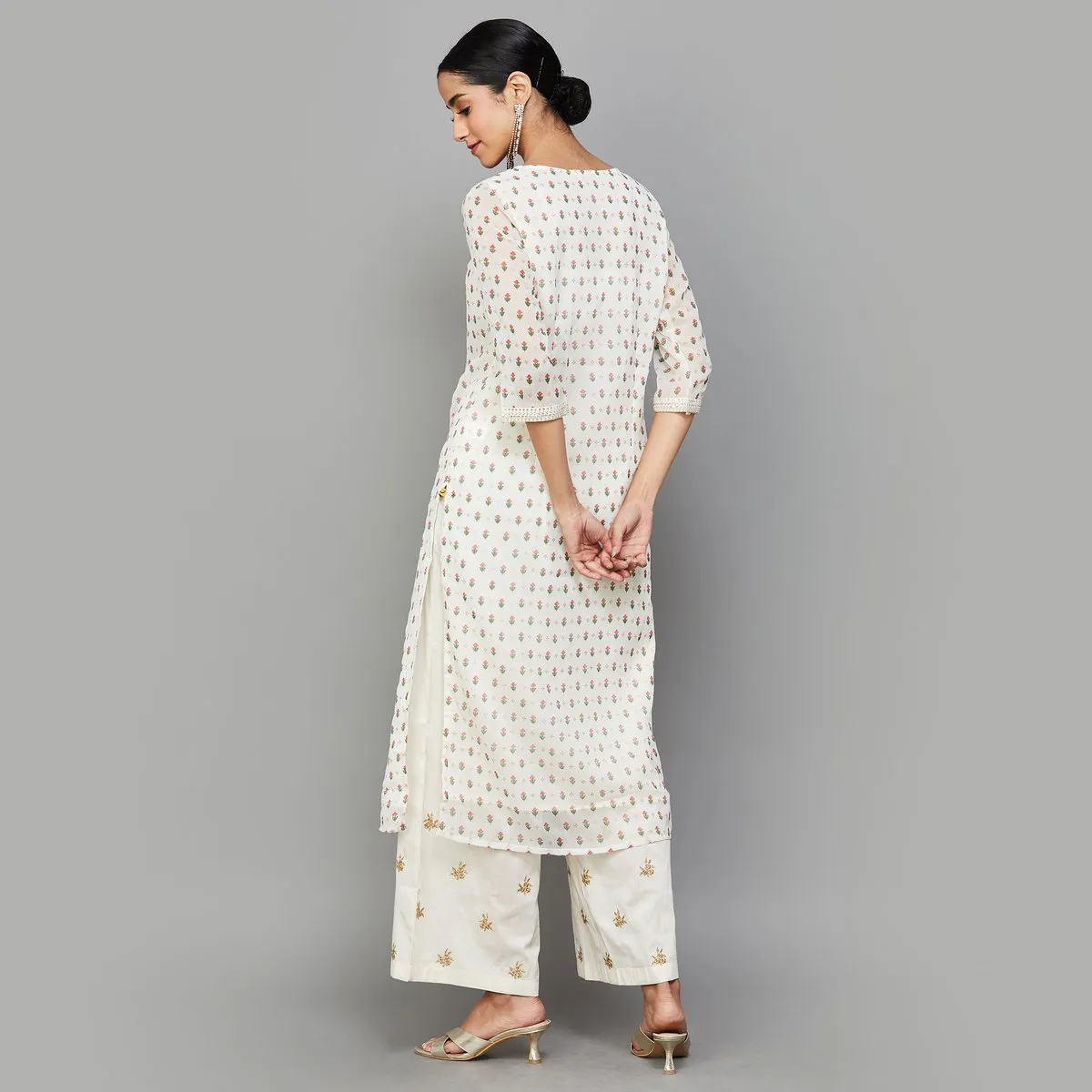 AURELIA white silk printed kurti