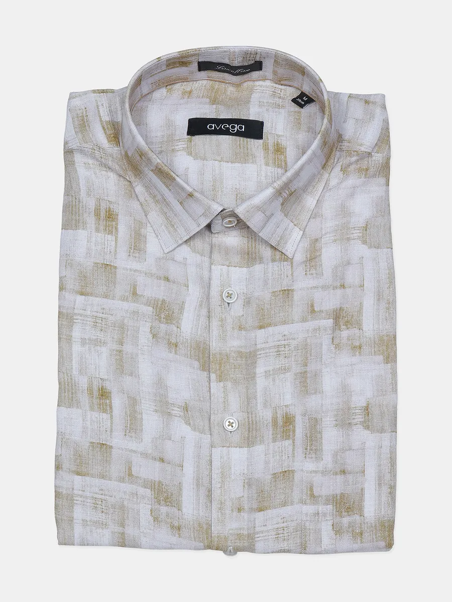 Avega beige cotton printed shirt