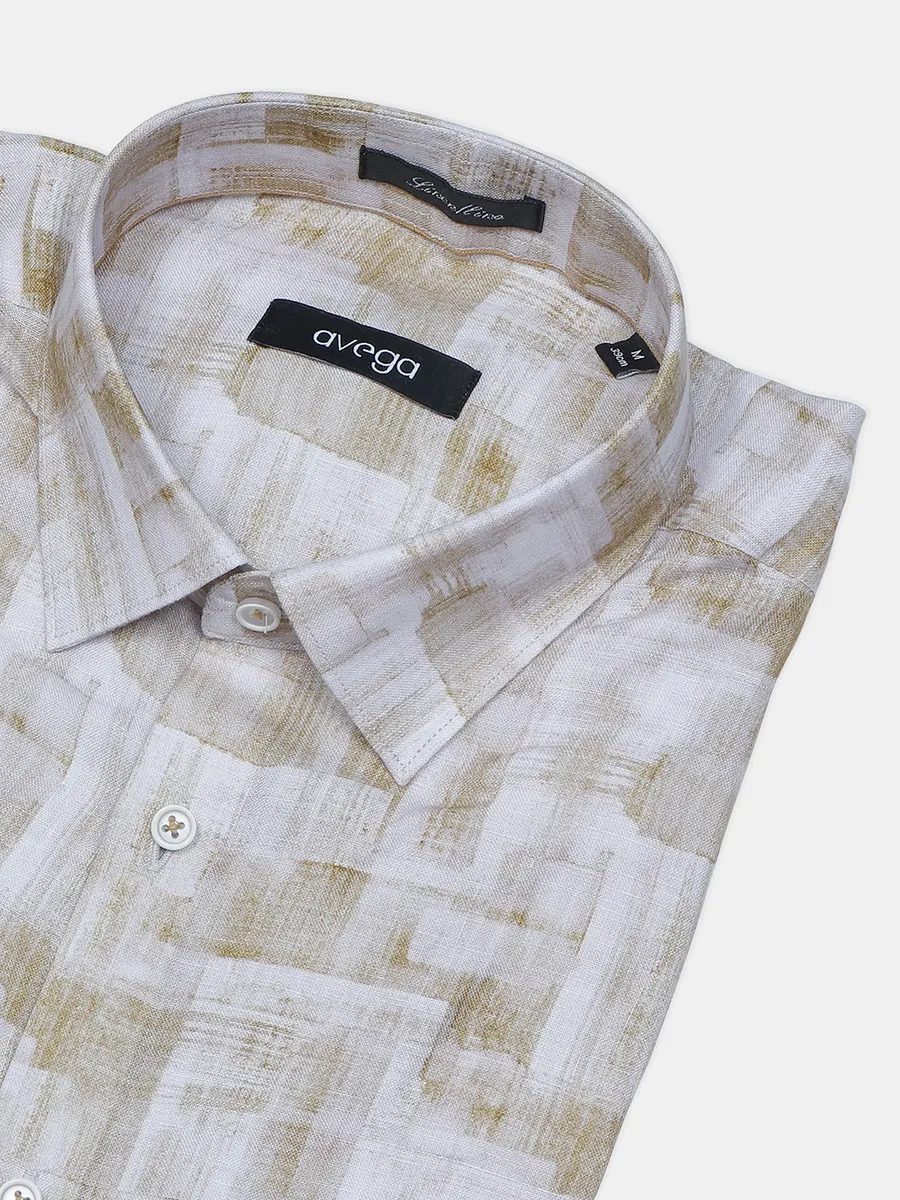 Avega beige cotton printed shirt