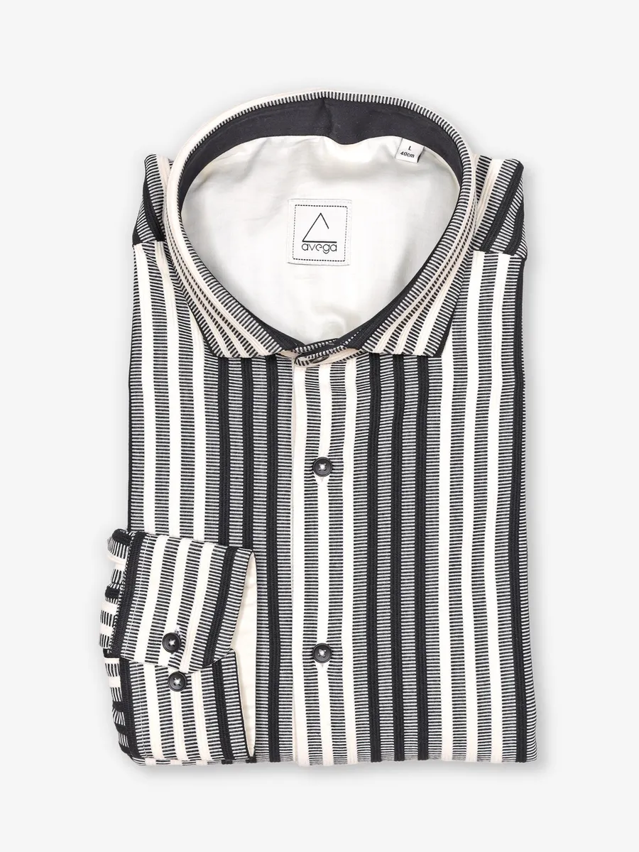 AVEGA black and cream cotton party shirt
