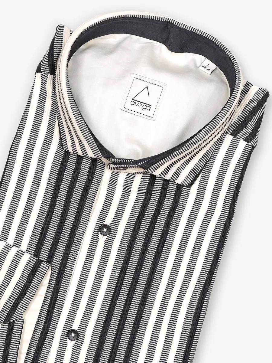 AVEGA black and cream cotton party shirt