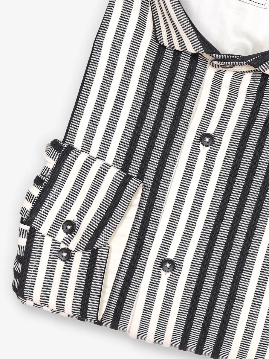 AVEGA black and cream cotton party shirt
