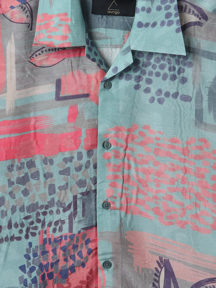 AVEGA blue and pink printed shirt