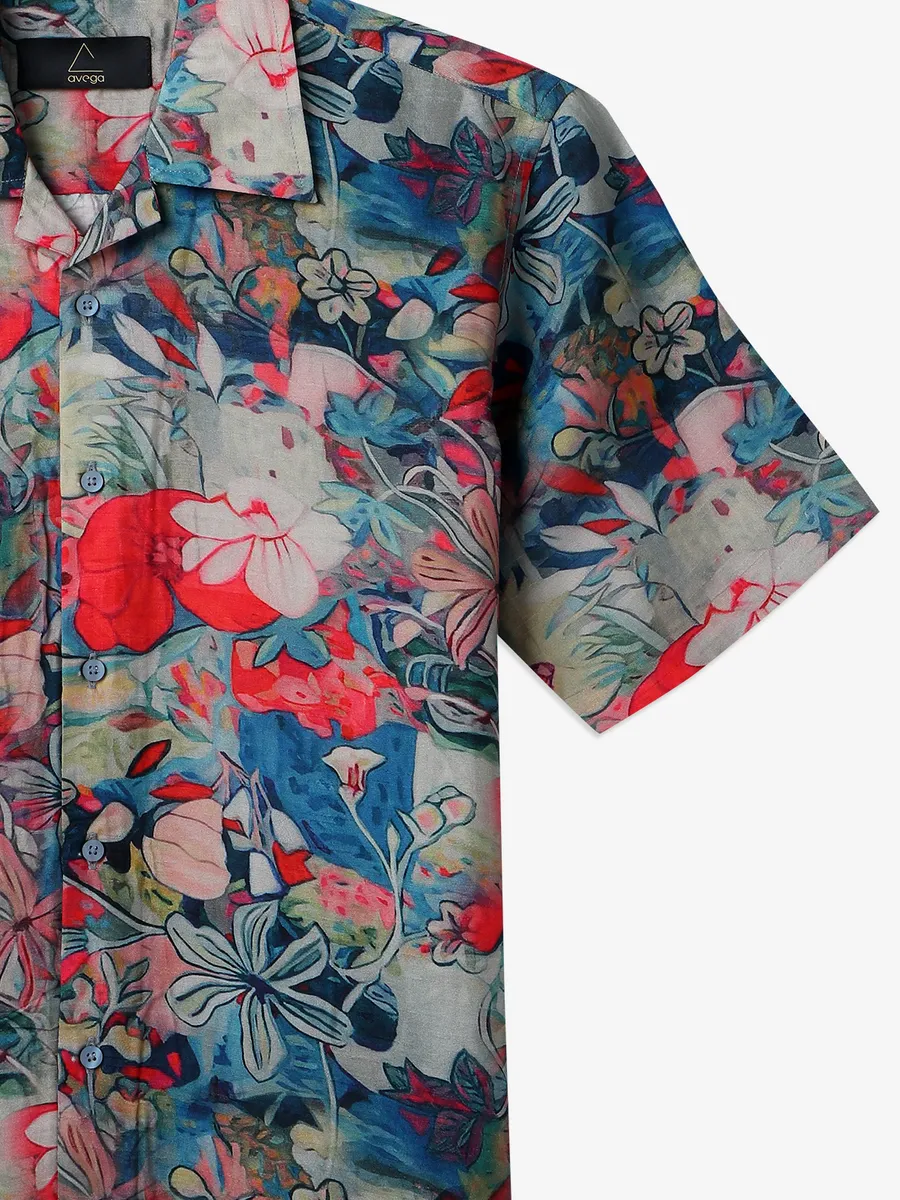 AVEGA blue floral printed shirt