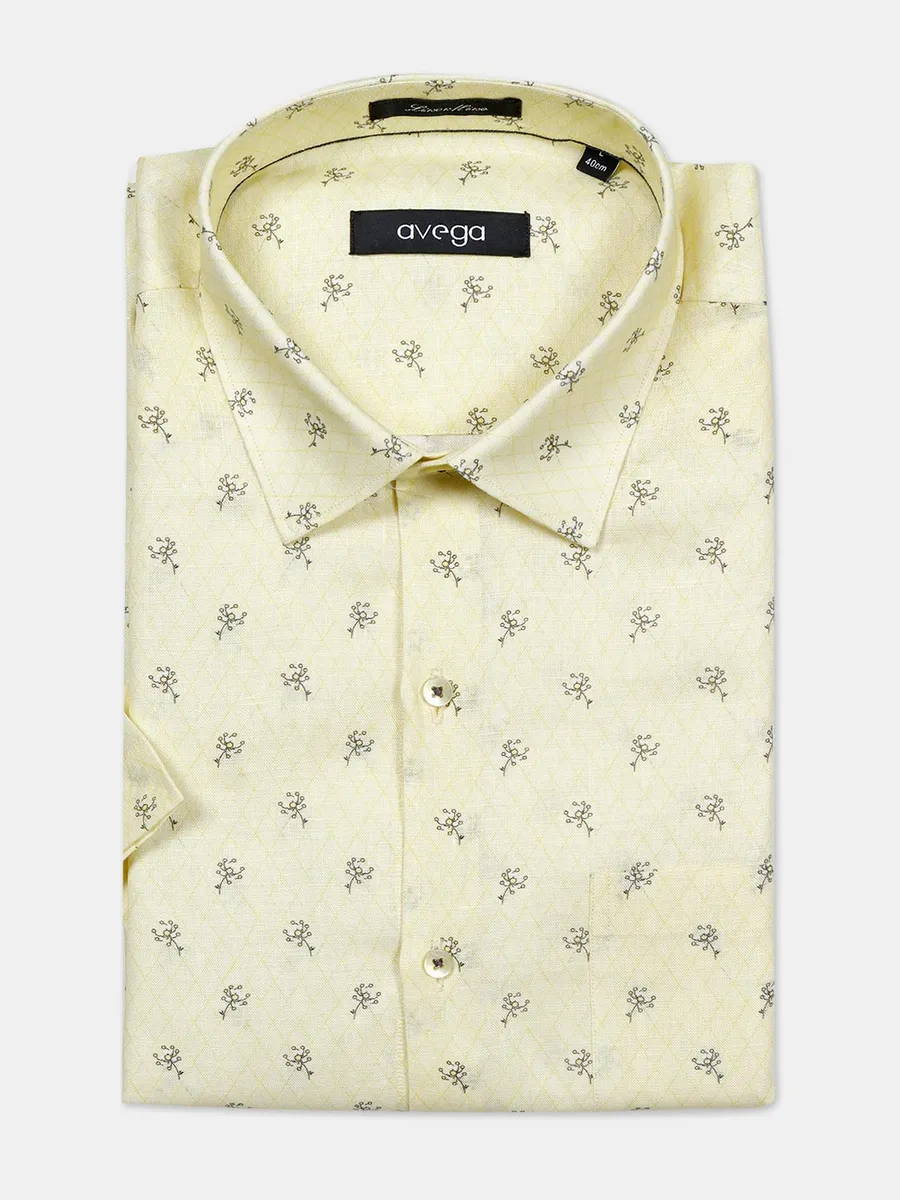 Avega blonte yellow printed linen shirt