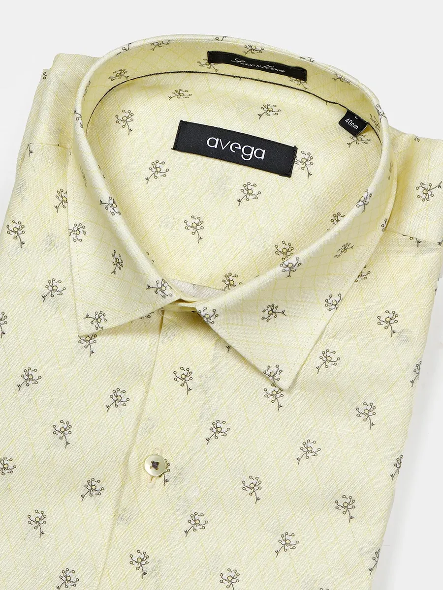 Avega blonte yellow printed linen shirt