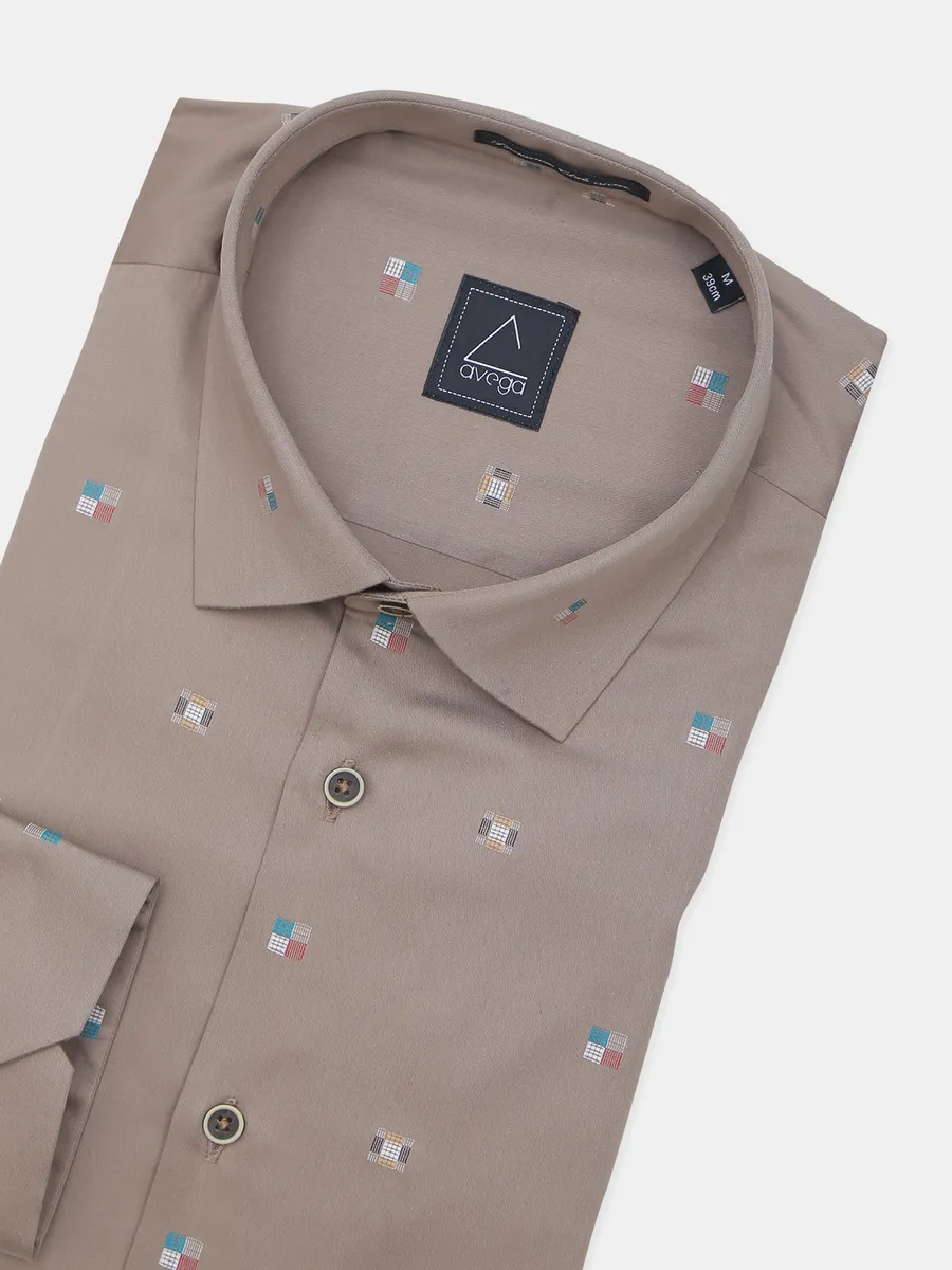 Avega brown printed cotton shirt